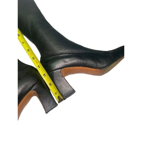 Vintage Amano Bootier Women's Black Leather Knee-High Go Go Boots With Heels - Picture 9 of 13